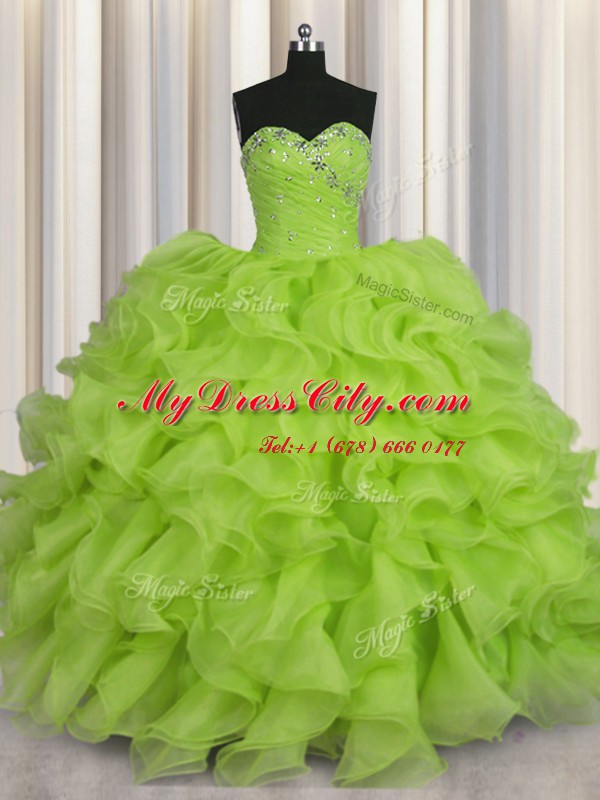 Sweetheart Sleeveless Organza Sweet 16 Dress Beading Lace Up