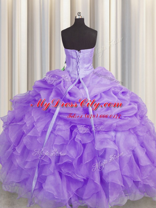 Sleeveless Lace Up Floor Length Beading and Ruffles Quince Ball Gowns