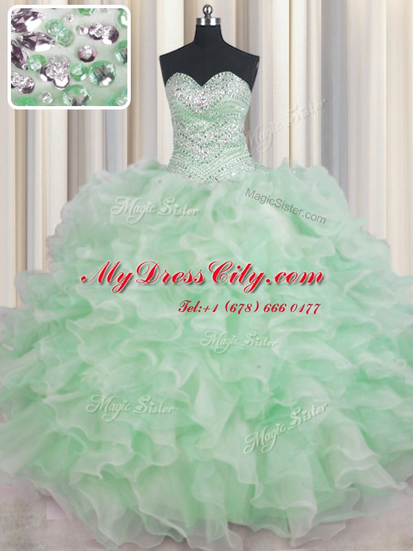 Hot Selling Sleeveless Beading and Ruffles Lace Up Sweet 16 Dress