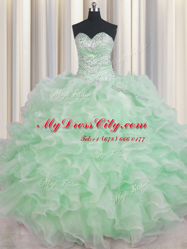 Hot Selling Sleeveless Beading and Ruffles Lace Up Sweet 16 Dress