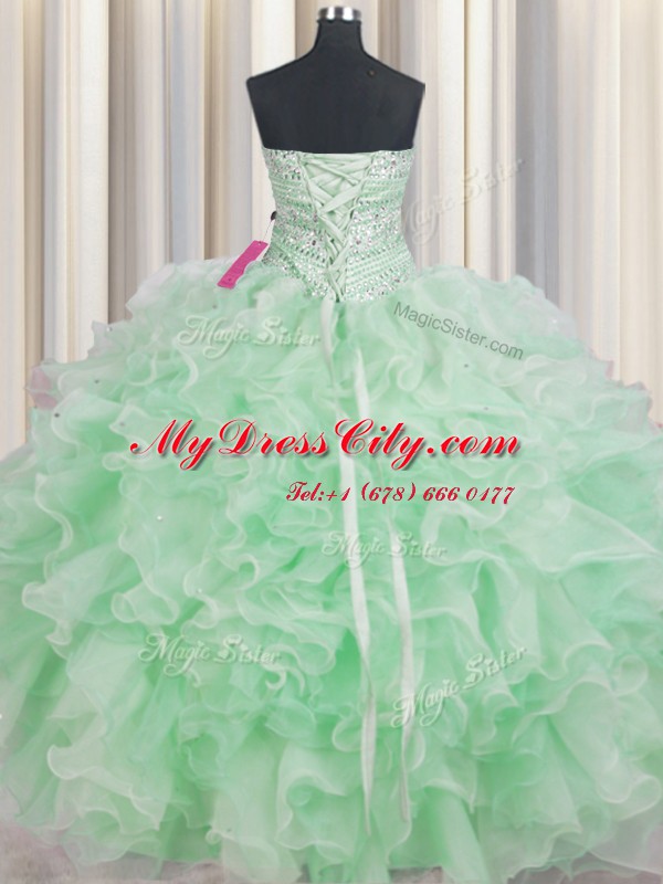 Hot Selling Sleeveless Beading and Ruffles Lace Up Sweet 16 Dress