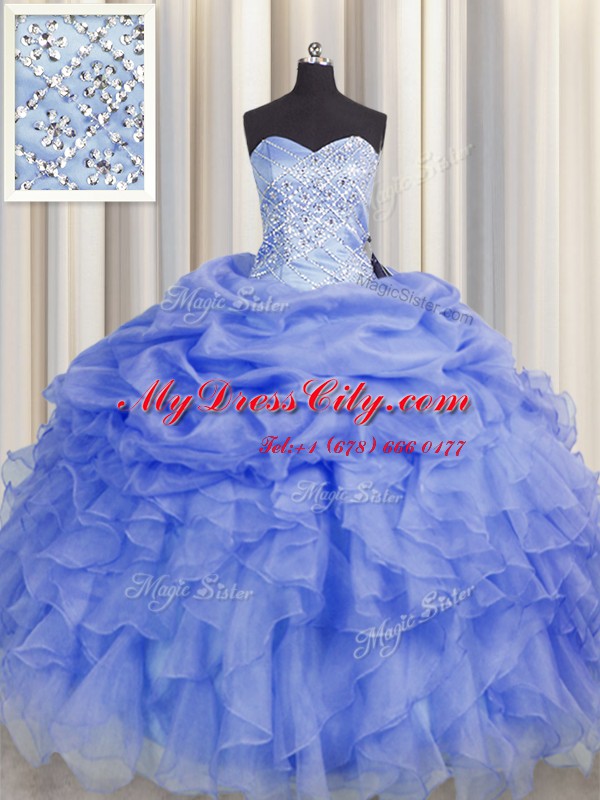 Purple Sleeveless Organza Lace Up 15th Birthday Dress for Military Ball and Sweet 16 and Quinceanera