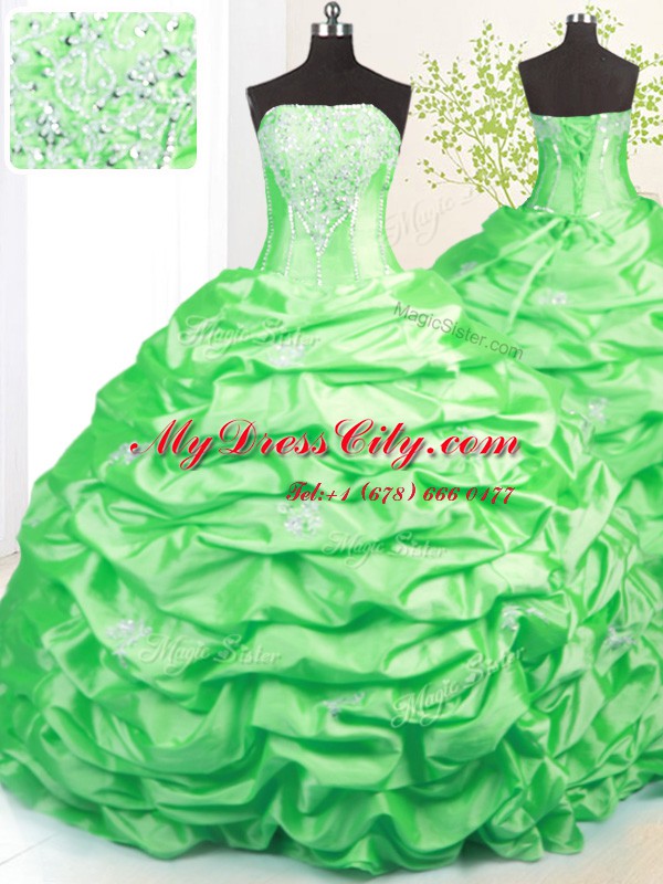 Excellent Sleeveless Sweep Train Lace Up Beading and Pick Ups Quinceanera Gowns