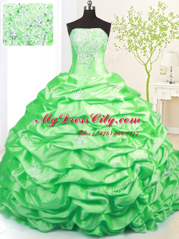 Excellent Sleeveless Sweep Train Lace Up Beading and Pick Ups Quinceanera Gowns