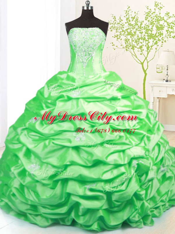 Excellent Sleeveless Sweep Train Lace Up Beading and Pick Ups Quinceanera Gowns