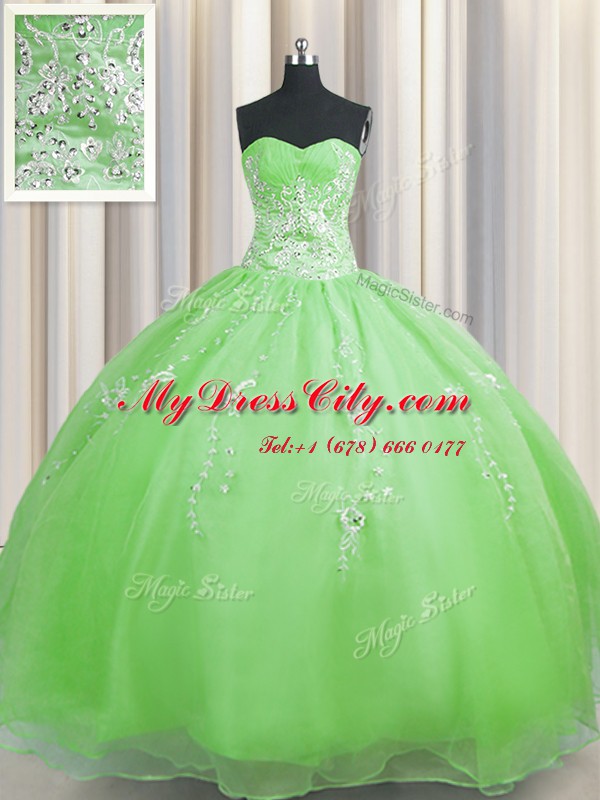 Zipper Up Sleeveless Floor Length Beading and Appliques Zipper Vestidos de Quinceanera