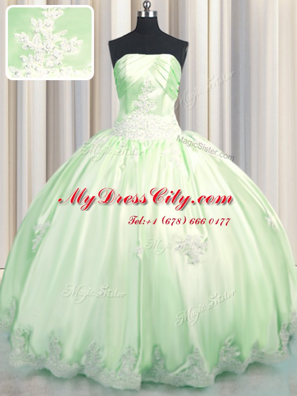 Colorful Green Sleeveless Taffeta Lace Up Quince Ball Gowns for Military Ball and Sweet 16 and Quinceanera