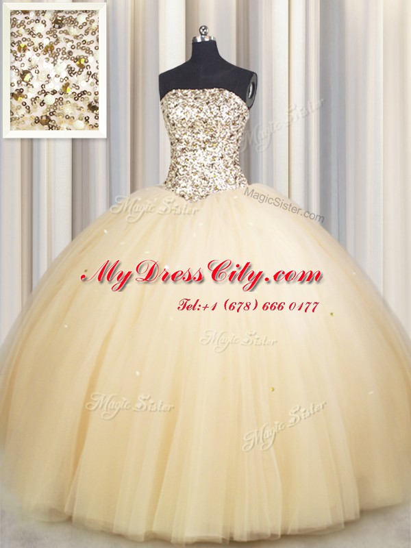 Really Puffy Sleeveless Beading and Sequins Lace Up 15 Quinceanera Dress