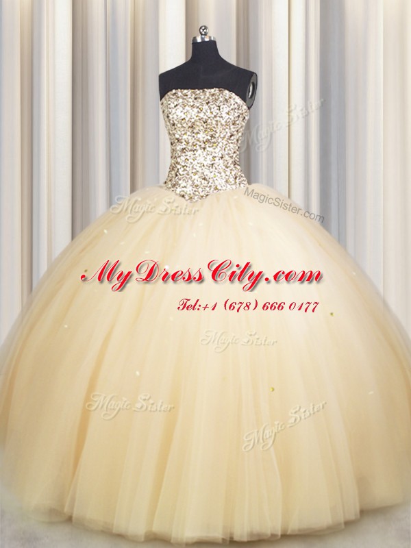 Really Puffy Sleeveless Beading and Sequins Lace Up 15 Quinceanera Dress