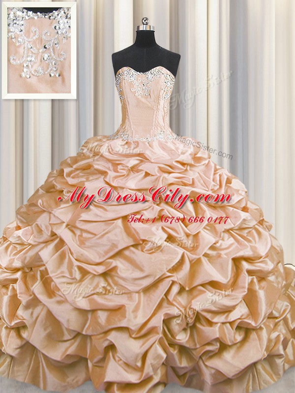 Dazzling Pick Ups Brush Train Ball Gowns Sleeveless Peach 15 Quinceanera Dress Sweep Train Lace Up