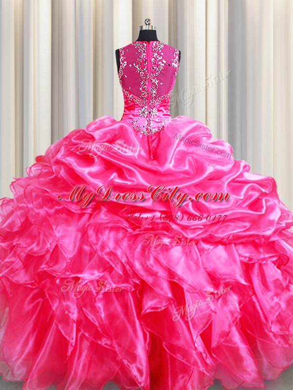 Low Price Straps Sleeveless Beading and Ruffles and Pick Ups Zipper Quince Ball Gowns