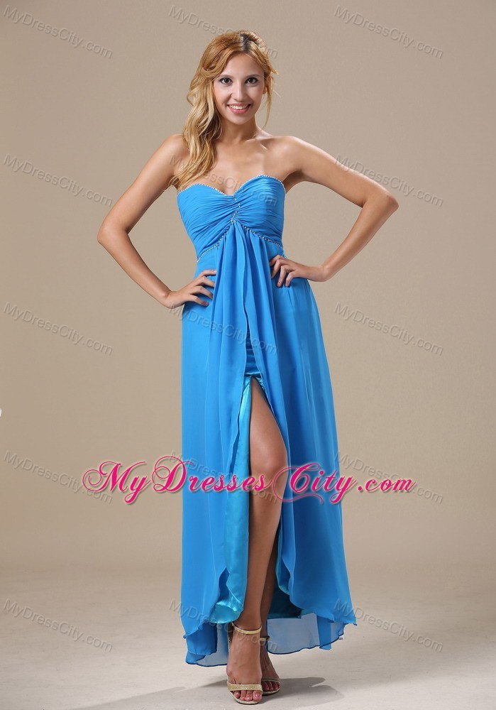 Layers Beading and Ruche Ankle-length Sweetheart Prom Dress