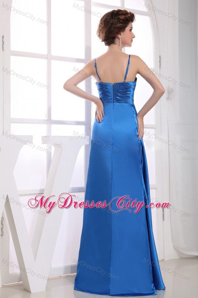 Royal Blue Spaghetti Straps Beaded Prom Dress for Women