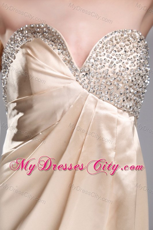 Charming Champagne Dress for Prom with Beaded Decorate Bust