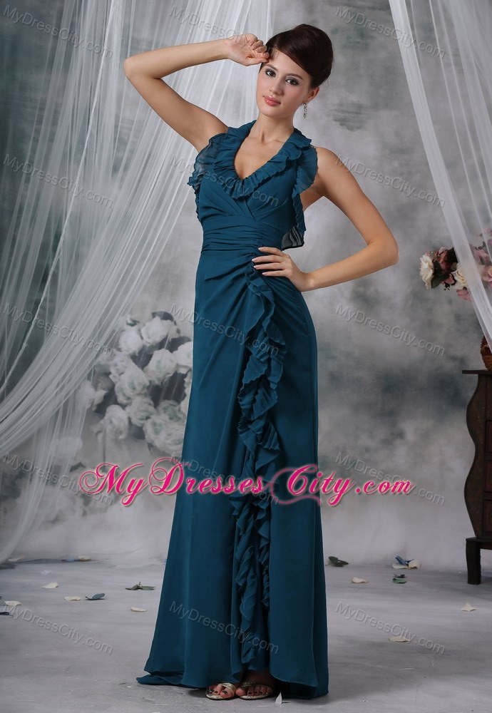 High Slit Backless Brush Train Prom Dress for Formal Evening