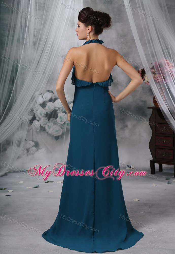 High Slit Backless Brush Train Prom Dress for Formal Evening