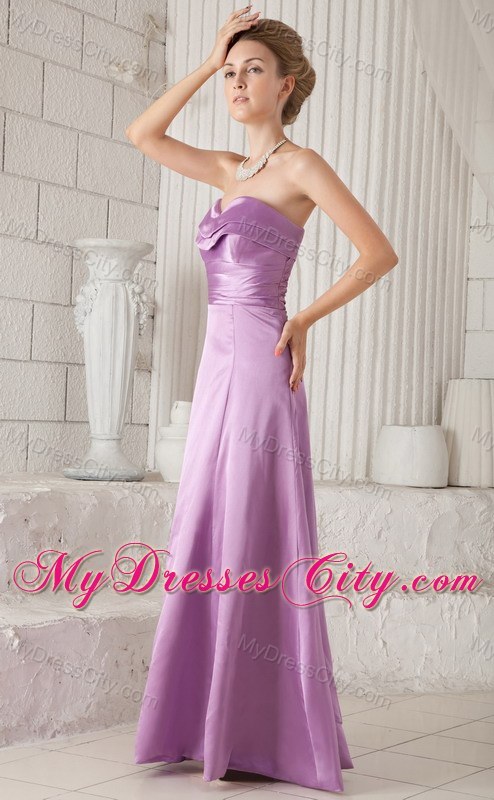 Alluring Lavender Column Sweetheart Satin Ruched Dress for Prom