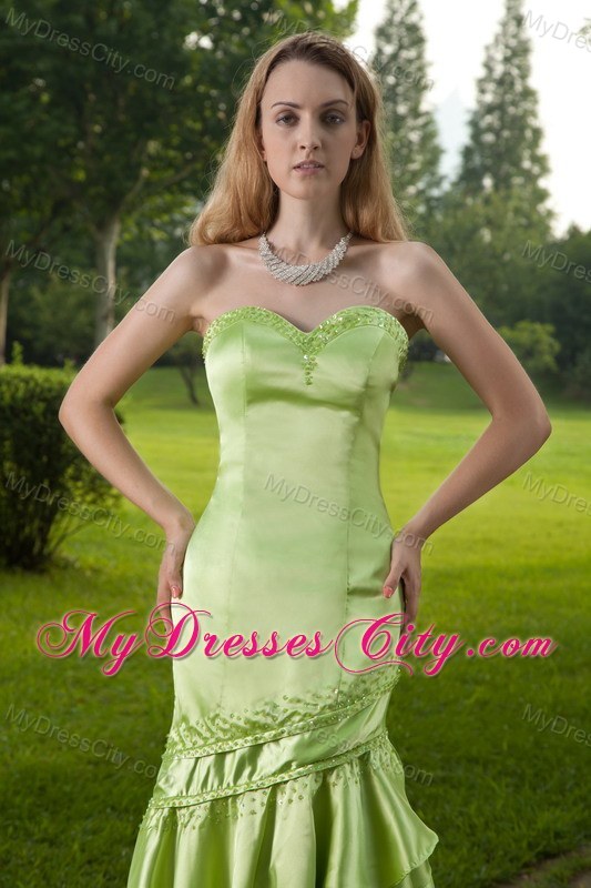 Spring Green Mermaid Sweetheart Prom Dress Beaded