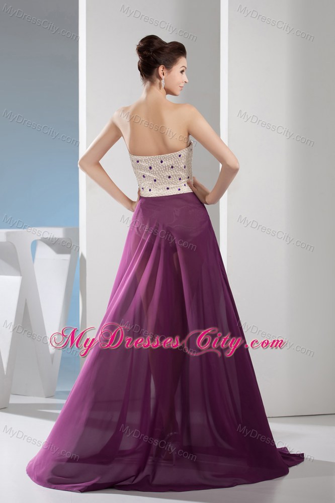 Venetian pearl Column Sweetheart Long Prom Dress in Purple