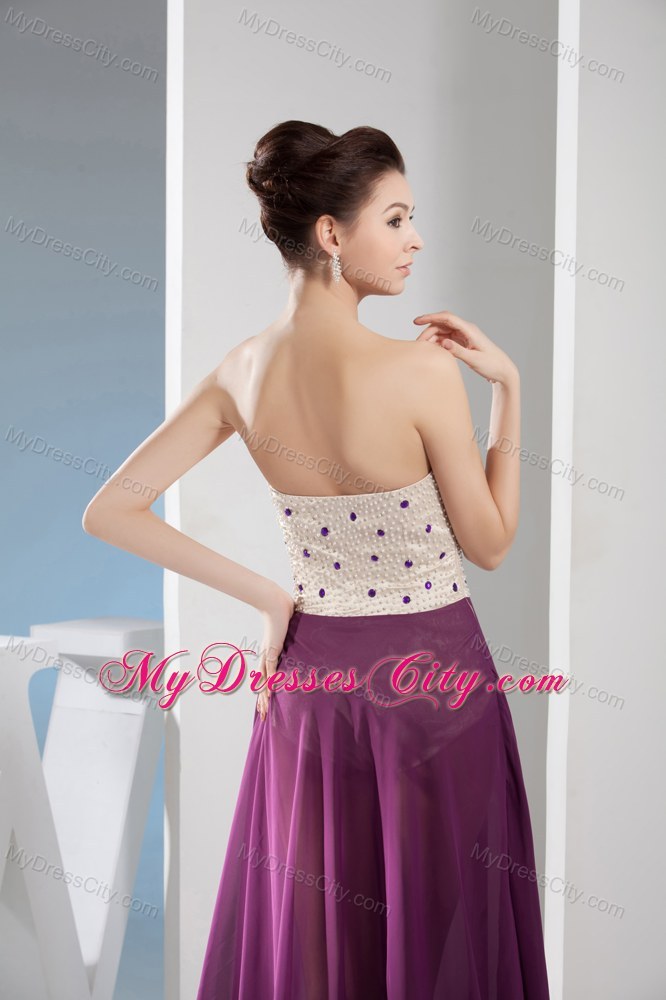 Venetian pearl Column Sweetheart Long Prom Dress in Purple