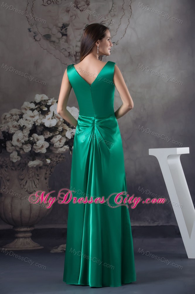 2013 Beading V-neck Green long Column Prom Dress