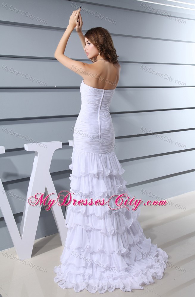 Beaded White Mermaid Sweetheart Prom Party Dress