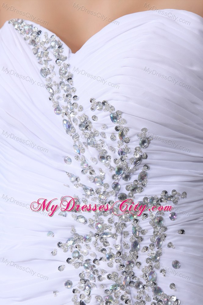 Beaded White Mermaid Sweetheart Prom Party Dress