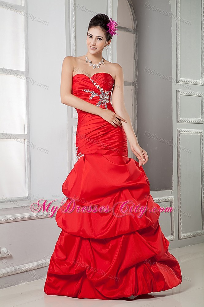 Hot Red Sweetheart Mermaid Beading Prom Dress for Ladies