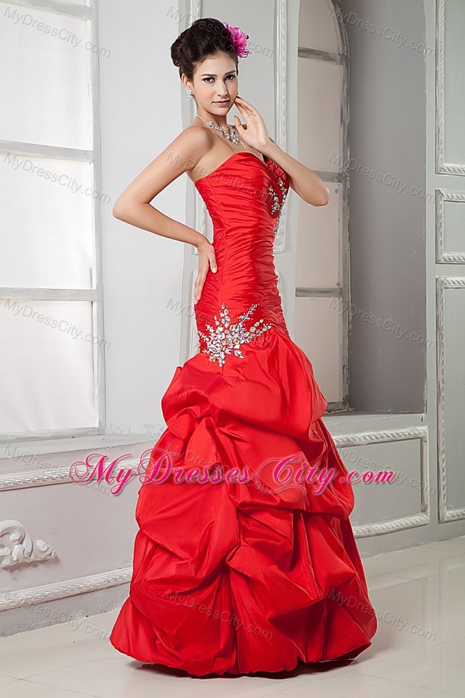 Hot Red Sweetheart Mermaid Beading Prom Dress for Ladies