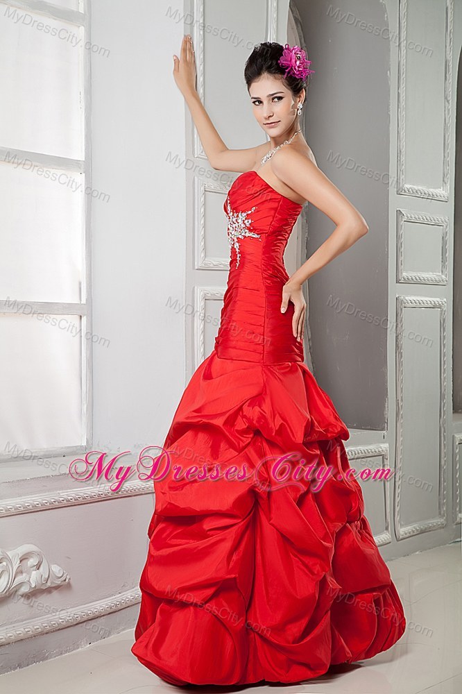 Hot Red Sweetheart Mermaid Beading Prom Dress for Ladies