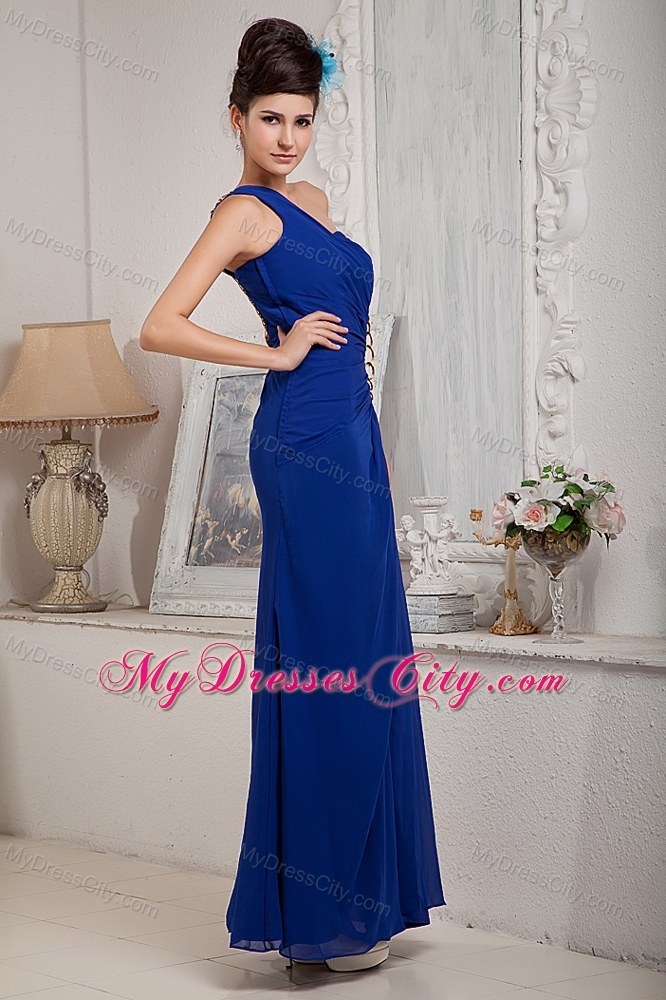 Royal Blue One Shoulder Prom Gown with Cutout Back