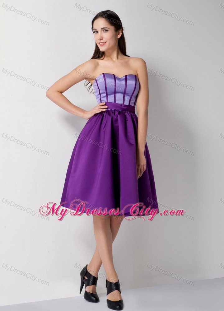 Eggplant Purple A-line Sweetheart Knee-length Homecoming Dress