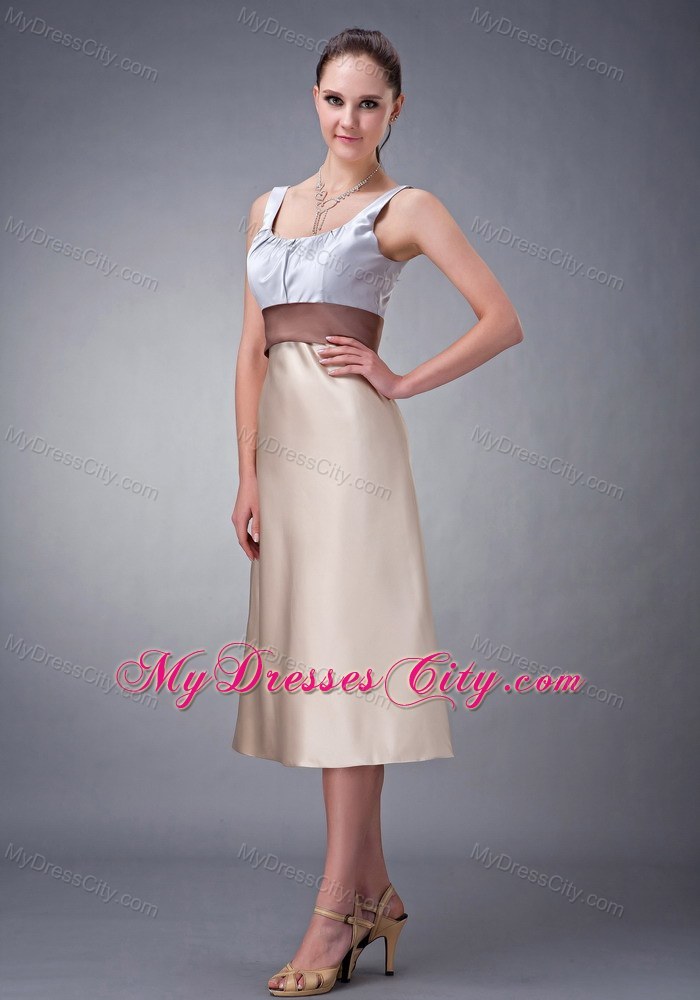 Scoop Straps Multi-colored Prom Homecoming Dress with Belt