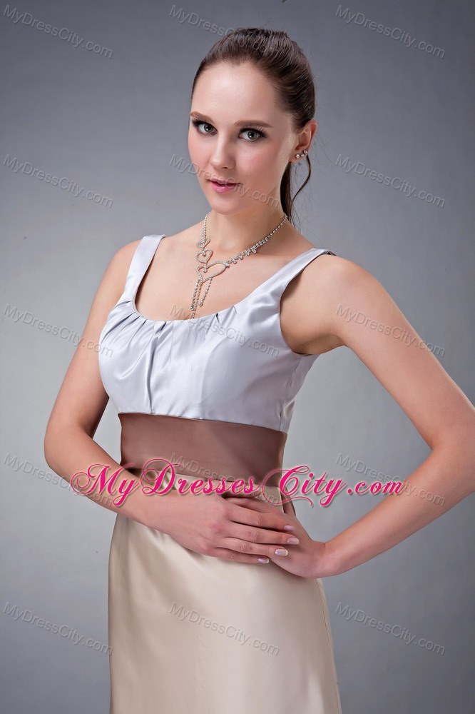 Scoop Straps Multi-colored Prom Homecoming Dress with Belt