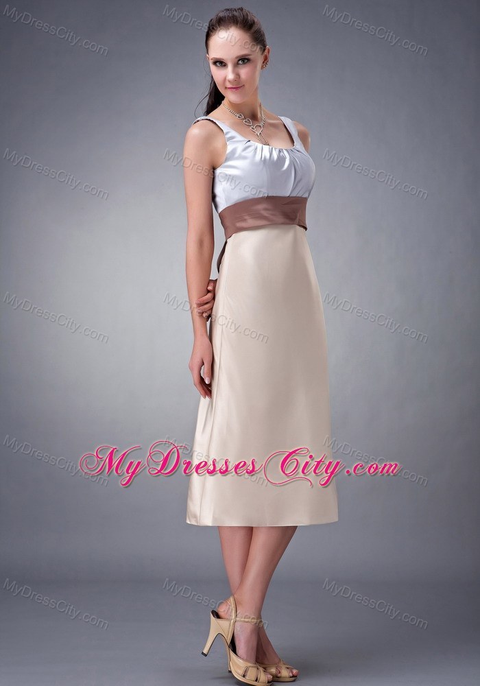 Scoop Straps Multi-colored Prom Homecoming Dress with Belt