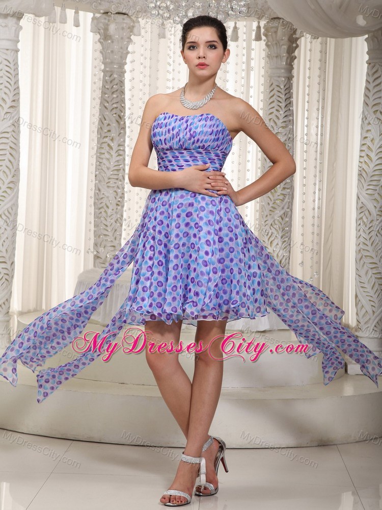 Printing High-low Sweetheart Cool Back Cocktail Homecoming Dress