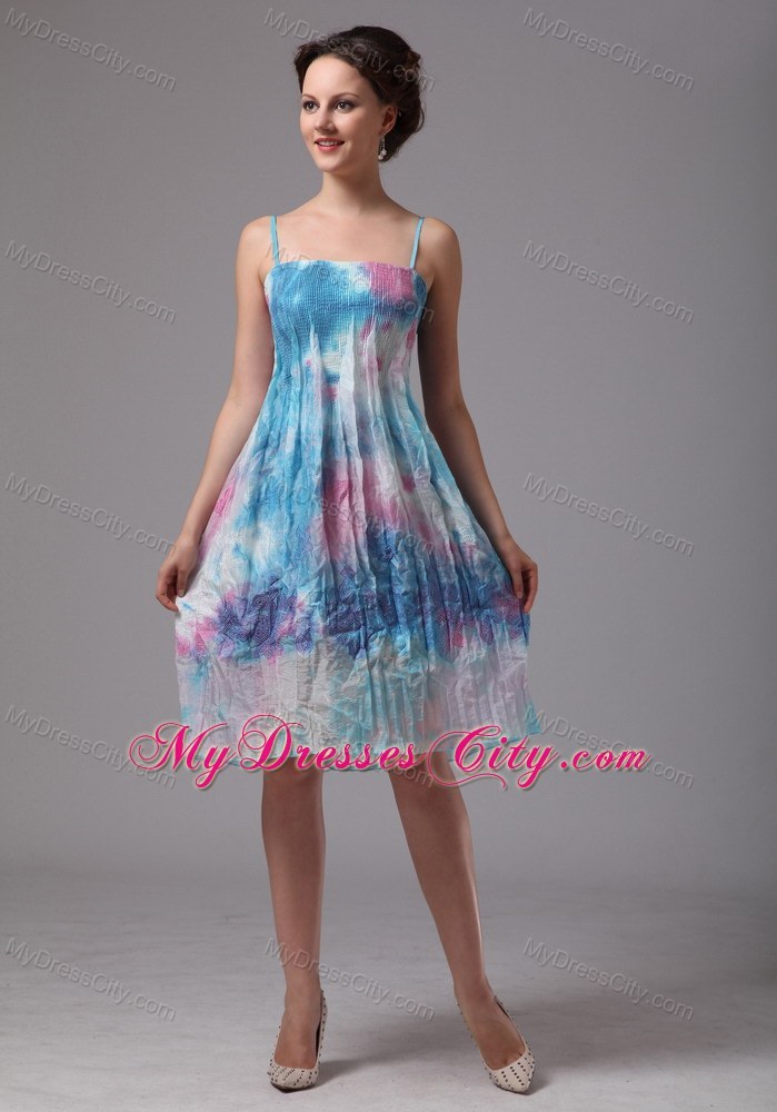 Colorful Printing Spaghetti Straps Short Homecoming Dress 2013