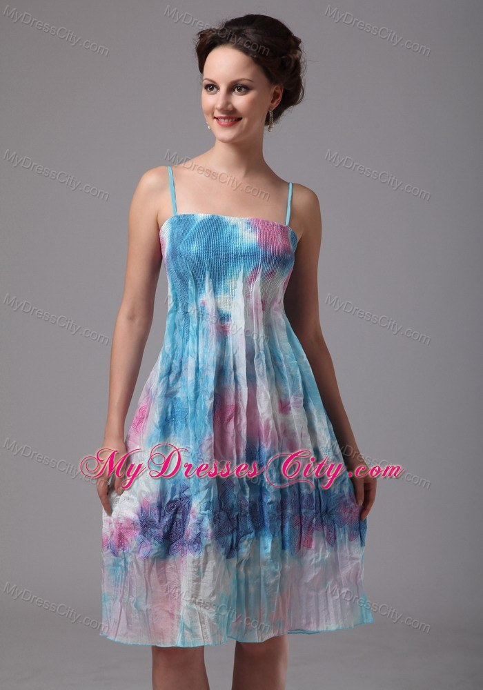 Colorful Printing Spaghetti Straps Short Homecoming Dress 2013