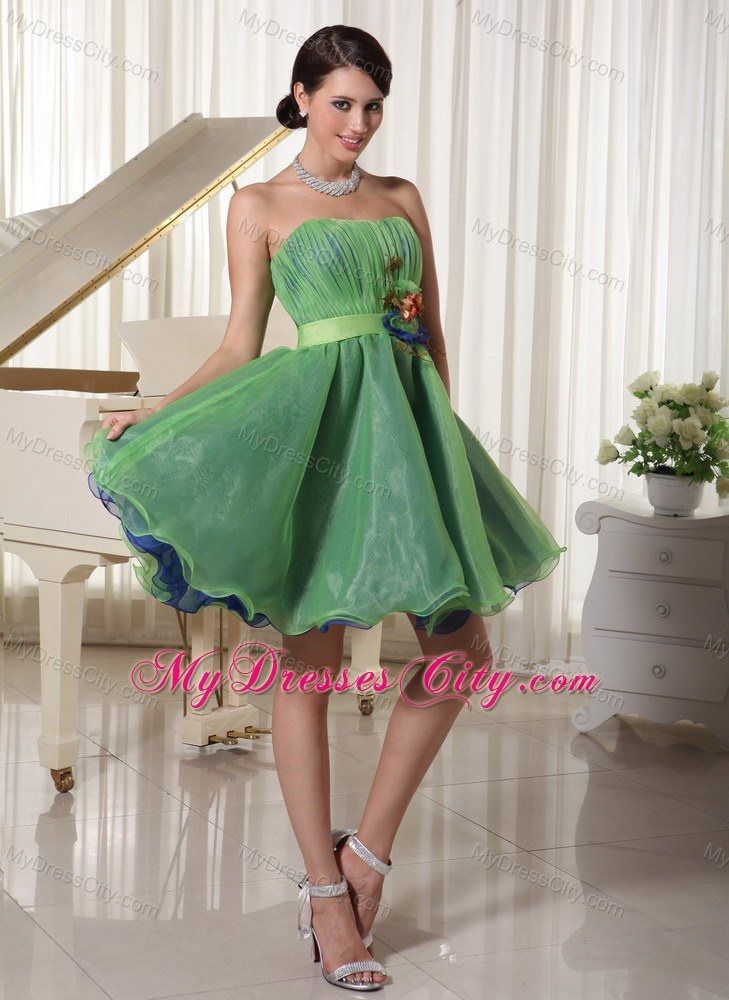 Layers Green Handmade Flower Belt Cocktail Homecoming Dresses