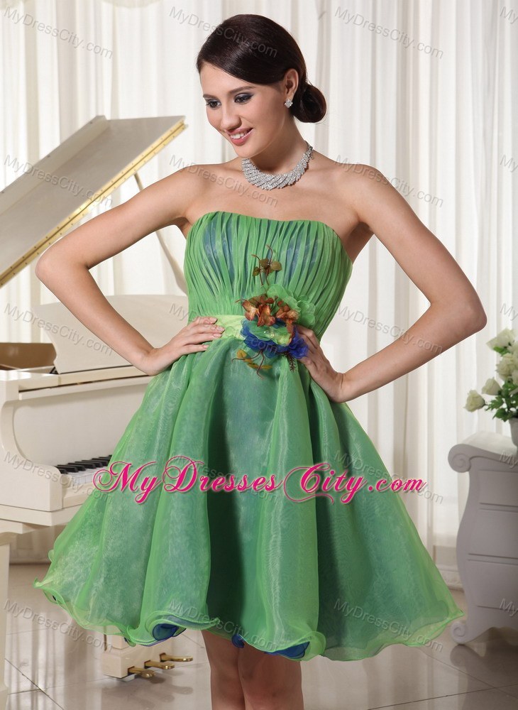 Layers Green Handmade Flower Belt Cocktail Homecoming Dresses