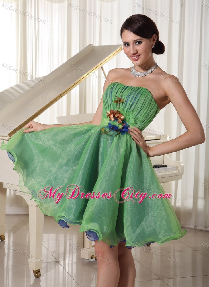 Layers Green Handmade Flower Belt Cocktail Homecoming Dresses