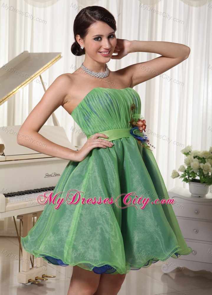 Layers Green Handmade Flower Belt Cocktail Homecoming Dresses