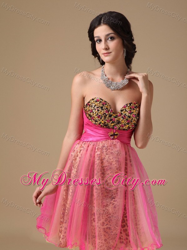 Multi-color Beading Leopard Organza Prom Homecoming Dresses