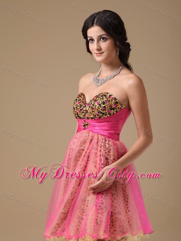 Multi-color Beading Leopard Organza Prom Homecoming Dresses