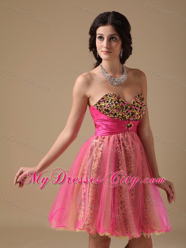 Multi-color Beading Leopard Organza Prom Homecoming Dresses