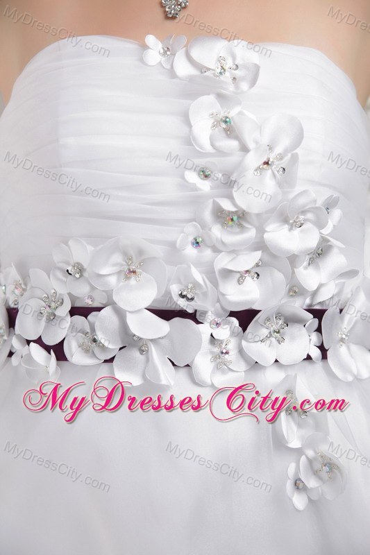 Floral Embellishment White Organza Homecoming Cocktail Dress