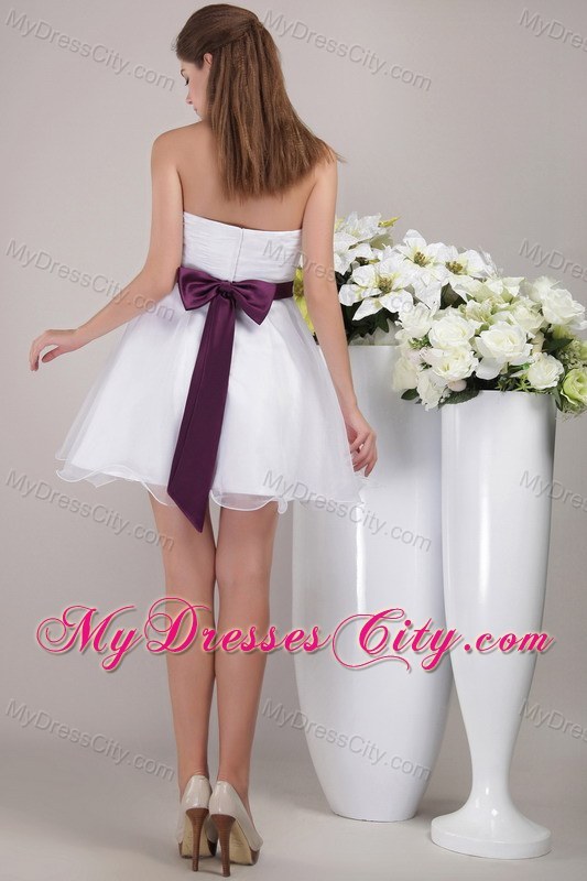 Floral Embellishment White Organza Homecoming Cocktail Dress