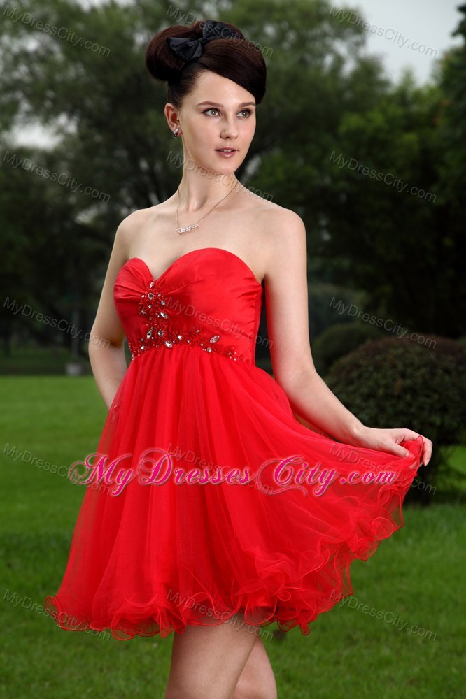 Red Sweetheart Prom Homecoming Dresses Beading Short Oragnza