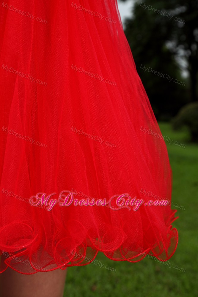 Red Sweetheart Prom Homecoming Dresses Beading Short Oragnza