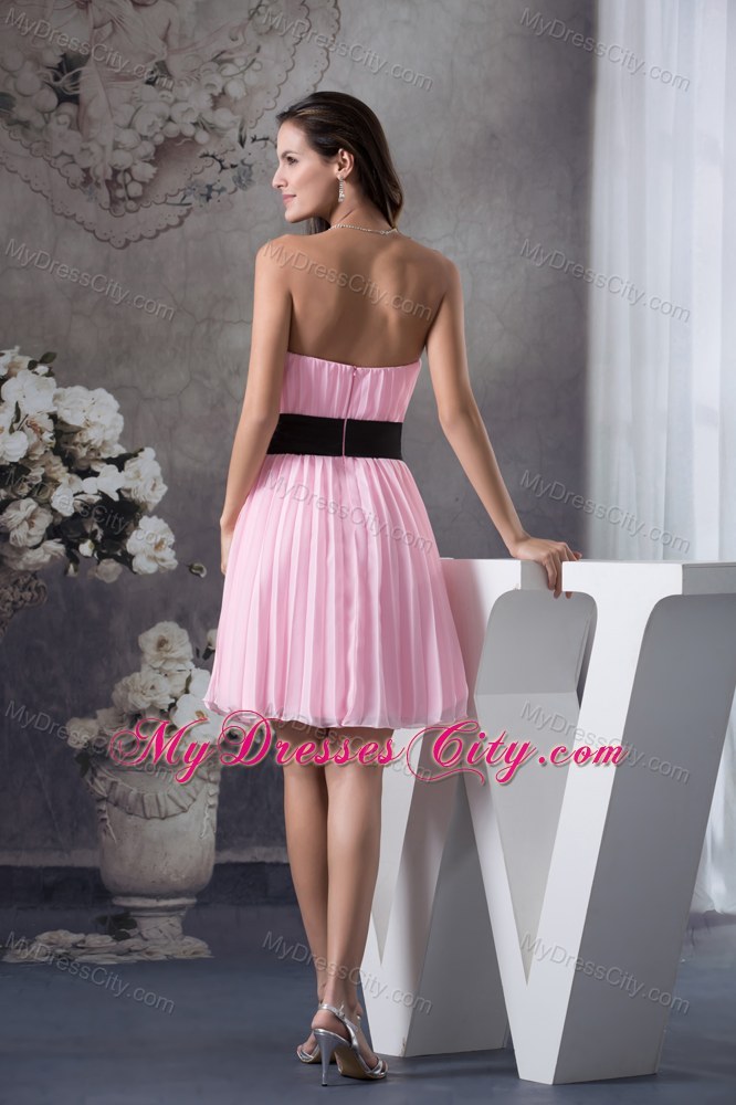 Hand Made Flowers Prom Homecoming Dresses Short Pleat Baby Pink